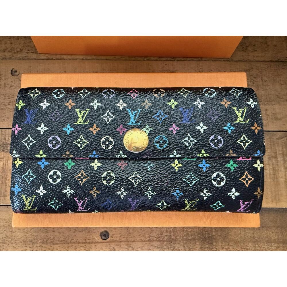 Louis Vuitton Wallet Womens Multicolor Monogram Canvas Long Envelope France Logo - Picture 3 of 16